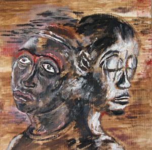 Le couple, Acrylique sur papier, 40,5 x 40,5 cm