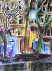 Nocturne parisien, Pastel gras, 41 x 51 cm