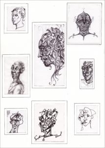 Planche de portraits, Stylo bille, 29 x 36 cm